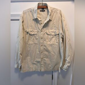Simms Beige Long Sleeve 100% Cotton Fishing Shirt Men’s‎ Size L Button Front